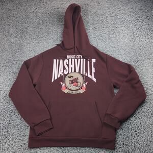 Nashville Tennessee Hoodie Adult Medium Red Destination Sweatshirt Music City